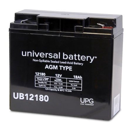 Upg Sealed Lead Acid Battery, 12 V, 18Ah, UB12180, F2 Faston Tab Terminal, AGM Type 40648